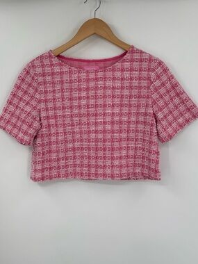 Sincerely Ours Nina Tweed Panel Crop Top | Pink | Small